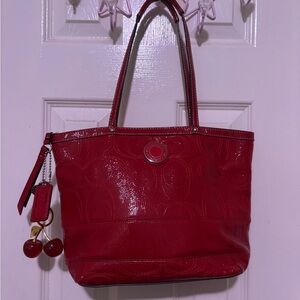 Coach Cherry Red Women's Tote Bag